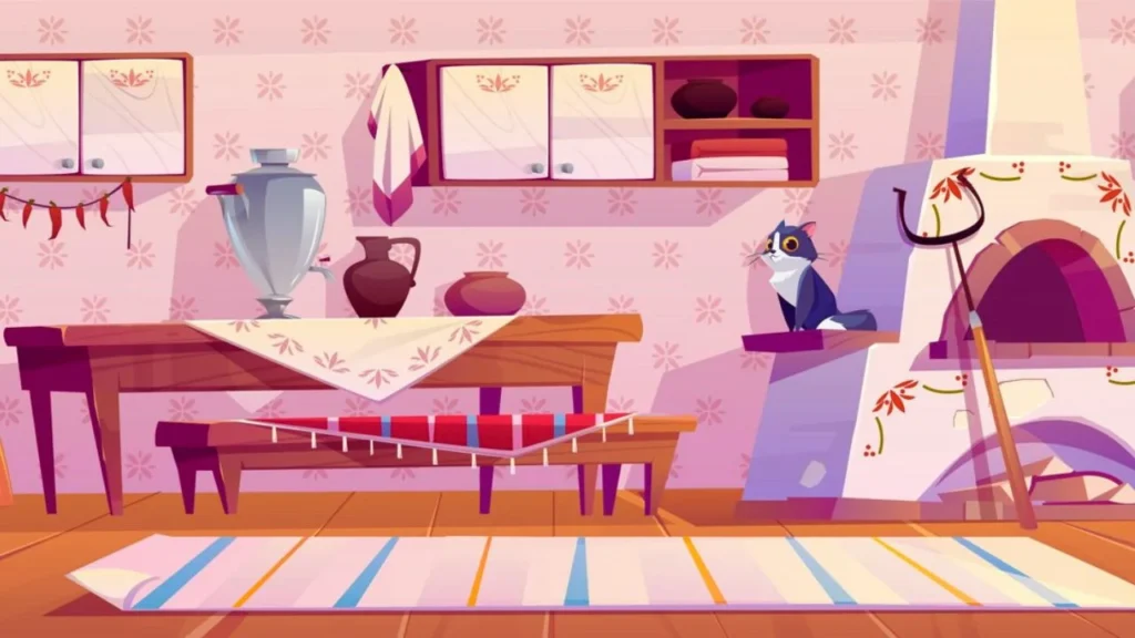 Dollhouse wallpaper with unique patterns.