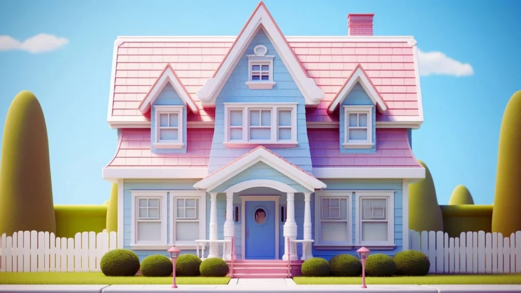 Fun and vibrant dollhouse wallpaper.