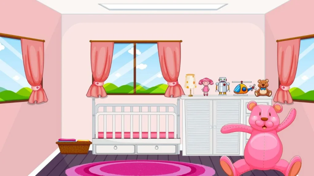 Elegant floral dollhouse wallpaper.