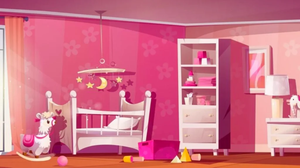 Fun dollhouse wallpaper for kids' rooms.